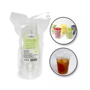 국산 투명 PET 아이스컵 14온스 돔형 뚜껑 세트 20개입 410ml 플라스틱컵 커피 일회용 카페