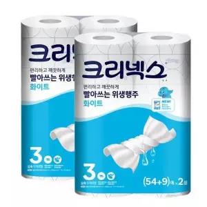 [셀러허브]크리넥스 빨아쓰는 위생행주 화이트 (54+9)x2롤x2팩 (S46337456)