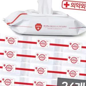 (다올)메디와이퍼 손소독티슈 80매 24개 물티슈 손세정티슈 소독티슈