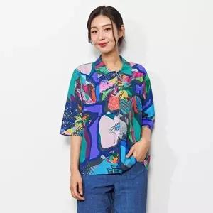 [셀러허브 패션][디아스토리]  컬러풀 리프 카라 셔츠 (CHMPTF04)-NAVY (43481413)