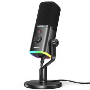 마오노 PD100X 마이크 USB/XLR 다이나믹 마이크(PC용, 음소거 버튼 포함) RGB 데스크탑 스탠드 팟캐스팅,