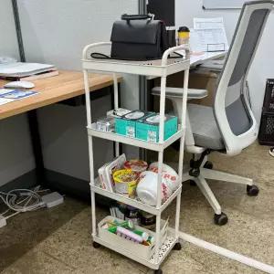 트롤리 4단 이동식 수납함 화이트 정리 선반 카트