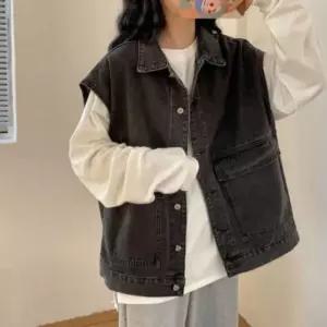 데님 블랙 베 스트 조끼 릿 청 아우터 진 겨울 발열 자켓 경량패딩 여름 방한 봄 가을