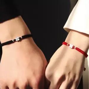 네잎클로버 행운 매듭 커플 우정 실 끈 팔찌 2color 여름 학생 커플템 여성 액세서리 여자 템