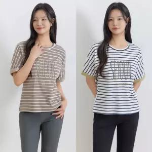 지센 여성 26SS 돌먼 스트라이프 티셔츠 LCTSQ423