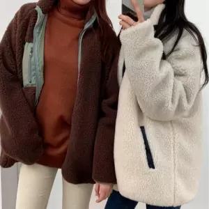 양면후리스 아우터자켓 양털 뽀글이집업 여성잠바