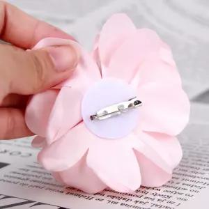 올드로즈 장미꽃 조화 코사지 브로치 살구핑크 8cm