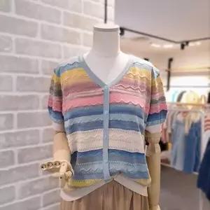 [레코브]레코브 LC31F6KN518X 멀티 스트라이프 반팔 니트