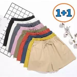 1+1 여성3부반바지 숏팬츠 여성 여름 냉감 밴딩 5부 반바지(2개세트)