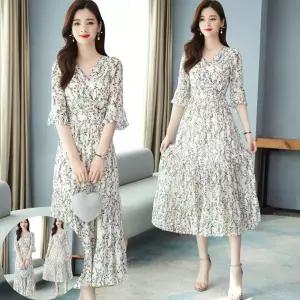 비치원피스 여성 여름 쉬폰 롱원피스 휴양지 반팔원피스 바캉스룩