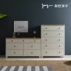 장인가구 뉴 로망스 서랍장세트(3단와이드+5단)