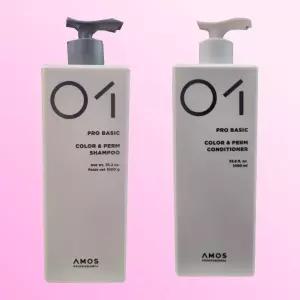 아모스 컬러앤펌 2종 new (샴푸+컨디셔너)각1kg 염색 펌 손상모전용