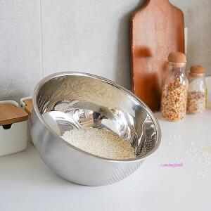 멀티믹싱볼세척볼 야채 스텐 타공 쌀씻는도구 채반 쌀세척볼 쌀씻는볼 쌀통pqr148