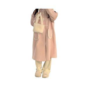 핑크퍼 자켓 양털에 연이은 모자털 코트 여동 루즈핏 크루아상 트위드