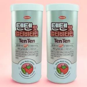 텐텐영양제 한미약품텐텐 딸기맛 츄정 400g 100정 2개 멀티비타민 비타민젤리 청소년 키