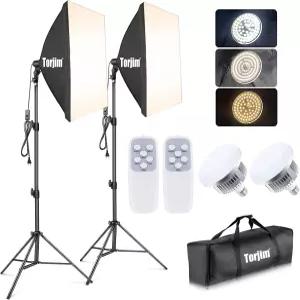 토짐 소프트박스 사진 조명 키트 2Pcs 27인치 x 전문가용 스튜디오 초상화 비디오 녹화를 위한 리모컨 연속