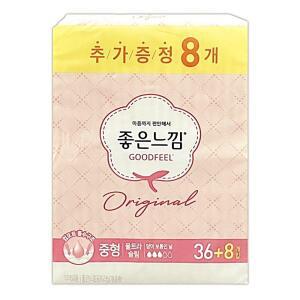 좋은느낌 울트라 44P 생리대중형날개 화이트시크릿홀 화이트수퍼흡수 오버나이트 입는