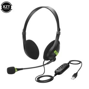 범용 3.5mm 소음 차단 유선 헤드폰 마이크 PC/노트북/컴퓨터용 있는 USB 헤드셋