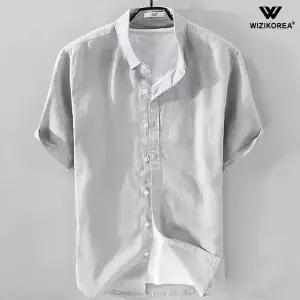 [위즈아이]남성 여름 남성 여름 시원한 린넨 헨리넥 반팔 셔츠 차이나카라 남방 빅사이즈 WI015S