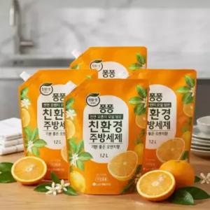퐁퐁 친환경 주방세제 오렌지 1.2L 4개