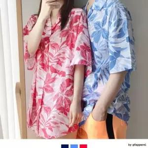플라워 커플룩 3colors 썸머 커플시밀러룩 하와이안셔