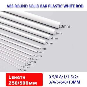 1-50피스 ABS 라운드 솔리드 바 긴 250/500mm 플라스틱 흰색 막대 DIY 하우스 모래 테이블 모델 빌딩 0.5/0
