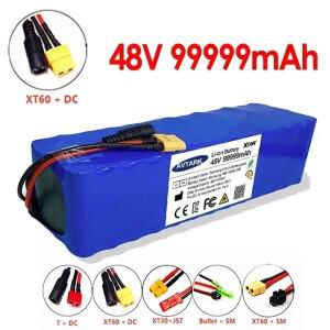 고용량 48V 100Ah 13S3P 99999Mah 리튬 이온 배터리 18650 Bms + 충전기가 포함된 스쿠터