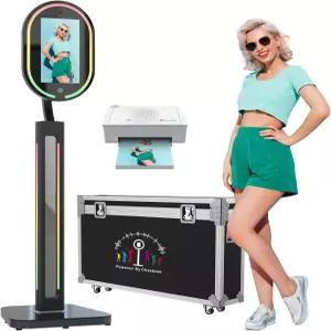 MWE 매직 미러 포토 부스 터치스크린 프린터 및 1200W 픽셀 4K HD 카메라 RGB 서라운드 라이트 음악 동기화