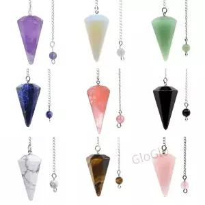 천연석 석영 마노 펜던트 ki 콘 자수정 매력 진자 운세 Dowsing 크리스탈