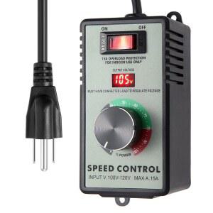 AC 모터 속도 제어기 100-120V / 10A 정격 15A 최대 가변 팬 과부하 보호 스위치 및 전압 LED 디스플레이 화면 포함 전자 조절기 IHZ