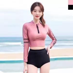 하이웨스트수영복세트 캡내장형 크롭래쉬가드