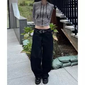 DECET WOMEN 시그니처 Low Rise Wide Jeans DCWPT004Black 2341781