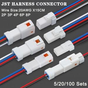5/20/100sets 방수 JST JWPF 커넥터 2p/3p/4p/6p/8p 플러그 소켓 20awg/0.5m ² 와이어 하네스 02t/02r/03t