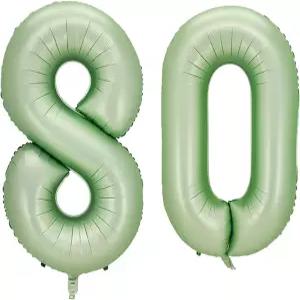 YFHVJTKO 40 번호 80 포일 풍선 80번째 생일 파티 결혼식 신부 샤워 약혼 기념 사진 촬영 장식 올리브 그린