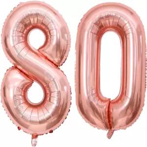 YFHVJTKO 40 번호 80 포일 풍선 80번째 생일 파티 결혼식 신부 샤워 약혼 기념 사진 촬영 장식 로즈 골드