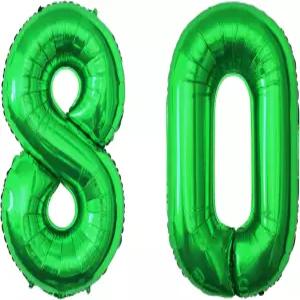 YFHVJTKO 40 그린 넘버 80 포일 풍선 축하 장식 80번째 생일 파티 결혼식 신부 샤워 약혼 기념 사진 촬영