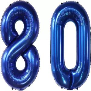 YFHVJTKO 40 번호 80 포일 풍선 80번째 생일 파티 결혼식 신부 샤워 약혼 기념 사진 촬영 장식 네이비 블루