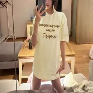 [하프클럽/]반팔 티셔츠 여성 5부 루즈핏 라운드넥 레터링 여름 홈웨어