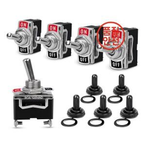 5pcs 헤비 듀티 로커 토글 15A 250V SPST 2Pin ON/Off 스위치 금속 박쥐 방수 부팅 캡