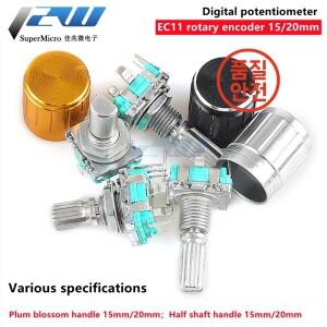 5개/몫 20 위치 360 로터리 엔코더 EC11 w 푸시 버튼 5Pin 핸들 긴 15/20MM 내장