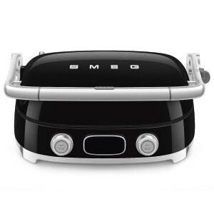 SMEG MGF01 다용도 조리대 전기 그릴, 교체 가능한 플레이트, 파니니 프레스, 와플 메이커 & 그릴, LCD 디스플레이, 검색 기능, 조절 가능한 온도, 50 u2019 레트로 스타일 u2013(블랙)