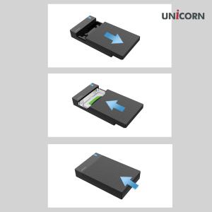 유니콘 USB3.1 C to A 유무선 외장하드케이스 3.5인치 원터치 슬라이드 조립 HDD-500V