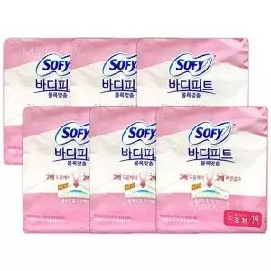 엘지생활건강 쏘피 바디피트 볼록맞춤 중형 16개 x 6팩 입는 라이너