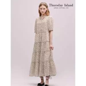 ？백화점정품？ 써스데이아일랜드 빅사이즈 원피스 [Thursday Island] 프릴단 롱 쉬폰원피스(T244MOP243W)