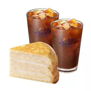 (파리바게뜨) 부드러운 디저트세트(크레이프 케이크(조각)+아이스 아메리카노 2잔)
