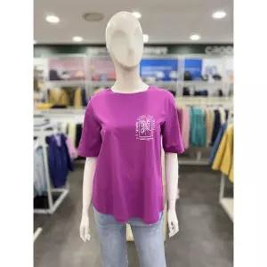 품절임박 [크로커다일레이디] 원포인트 라운드 면 반팔 티셔츠 퍼플 CLEM-TS906 2745450