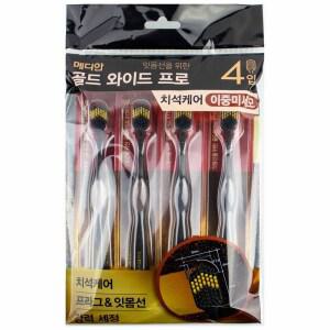 메디안 골드 와이드 프로 칫솔 이중미세모 4개입