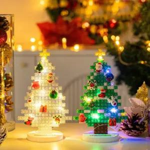 디폼 블럭 크리스마스 LED 미니 트리 만들기 / x-mas 성탄절 인테리어 전구 도안 조립 분위기 연출 놀이