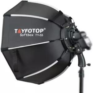 T YFOTOP 22인치 /55센티미터 팔각 소프트박스 S타입 브래킷 마운트 카메라 플래시 스피드라이트 TT560