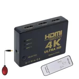 4K UHD HDMI선택기 3포트 HDCP 3D 모니터 셋톱박스 게임기 TV연결 공유기 스위치 화면 셀렉터